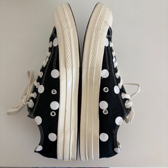CONVERSE x CDG Size M9 / W11 Chuck 70 Polka Dot Sneakers Black - Picture 7 of 11